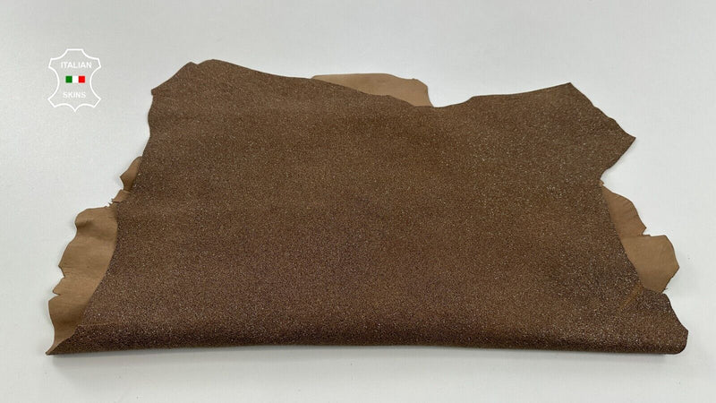 BROWN GLITTERED SHIMMER ROUGH Soft Goatskin leather hides skins 4sqf 1.0mm C2941