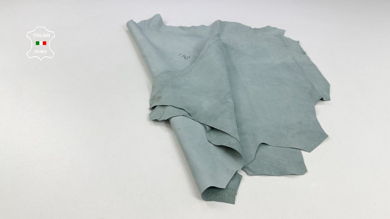 LIGHT GREENISH GREY SUEDE Soft Italian Lambskin leather 2 skins 8sqf 0.8mm C2184