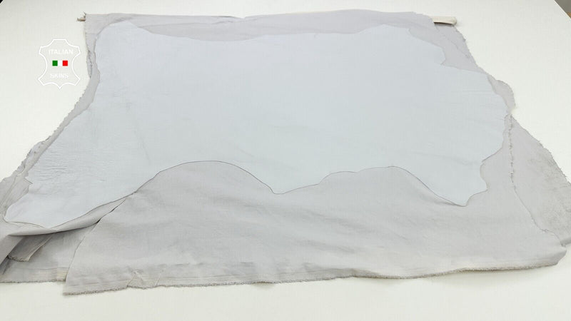 ICE WHITE Thick Soft STRETCH Backed Lambskin leather 2 skins 11+sqf 1.1mm C2353