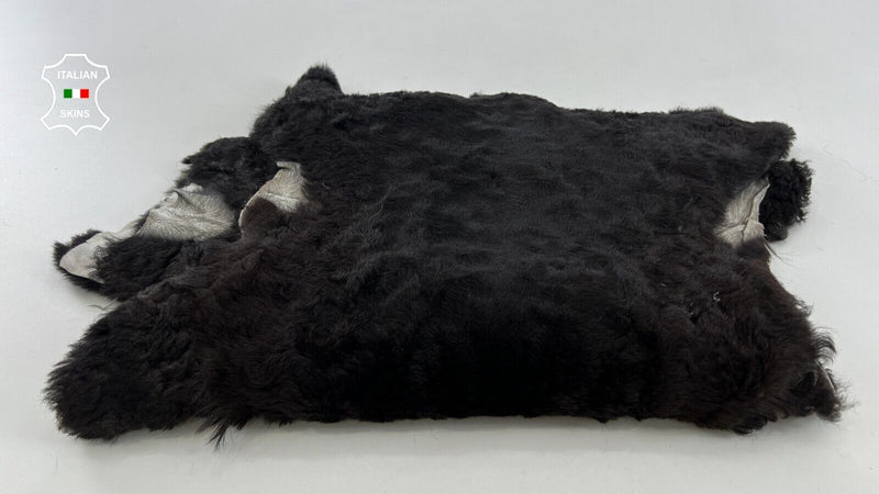 VERY DARK BROWN Soft Hair On sheepskin shearling fur leather 3 skins 8sqf #C540