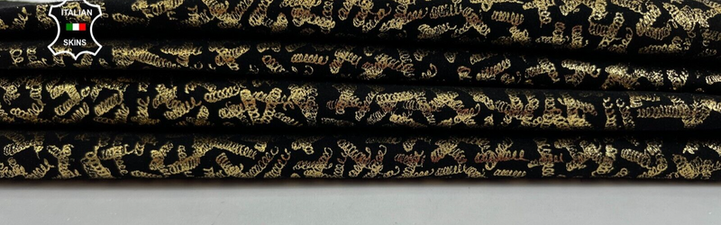 METALLIC OLD GOLD PRINT Thin Soft Italian Goat leather 2 skins 6sqf 0.6mm #C1023