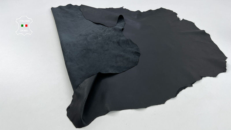 MIDNIGHT BLACK Soft Italian Lambskin leather hides Bookbinding 8sqf 0.8mm #C830