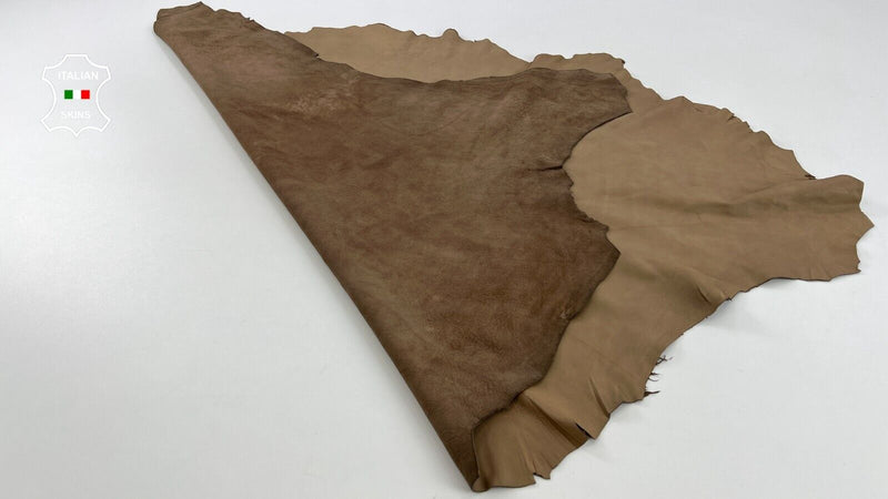 NUT BROWN VEGETABLE TAN Soft Italian Lambskin leather hides skin 8sqf 0.9mm C579