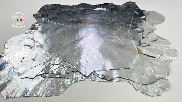 METALLIC SILVER HOLOGRAPHIC COATED Goatskin leather 10 skins 50+sqf 0.8mm #C1755