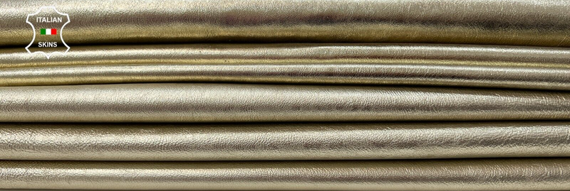 METALLIC LIGHT GOLD PLATINUM ROUGH Soft Goat leather 2 skins 12sqf 0.9mm #C212