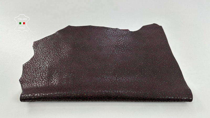 BURGUNDY CHITA LEOPARD Print on Italian Goatskin leather 3sqf 0.9mm #C2745