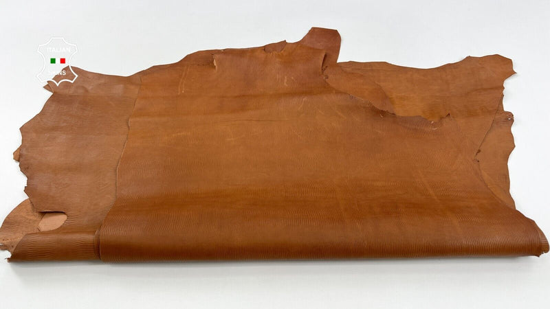 TAN BROWN TEJUS TEXTURED EMBOSSED ON Goatskin leather 4 skins 24sqf 1.2mm #C1949