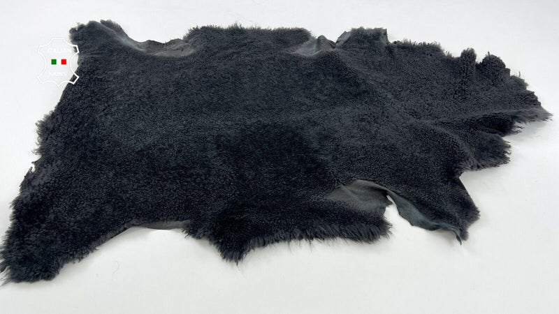 DARK GREY ANTHRACITE SHORT HAIR On sheepskin Shearling Leather fur 22"x39" C1133