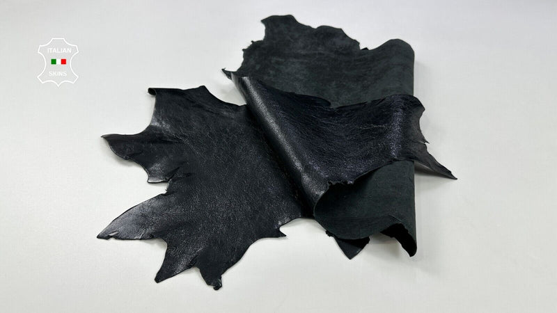 BLACK COATED SHINY ROUGH Italian Goatskin leather hides skins 3sqf 1.0mm #C2180