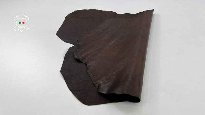 CHESTNUT BROWN ANTIQUED CRINKLED DOUBLE FACE Goatskin leather 3+sqf 0.9mm #C727