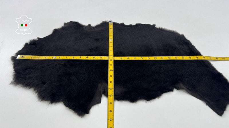 BLACK HAIR On sheepskin Shearling Lamb Sheep Leather hides fur 30"x45" #C1190