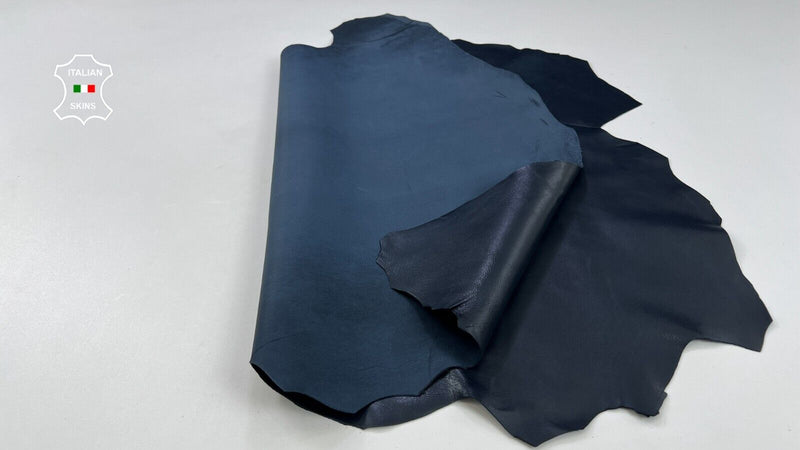 DARK BLUE SEMI GLOSS Italian Lambskin Sheep leather hides 5+sqf 0.8mm #C1983