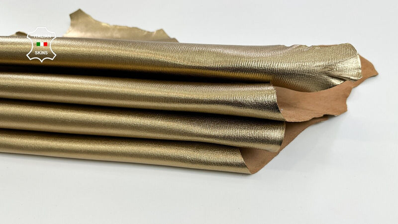 METALLIC OLD GOLD GRAINY ROUGH Strong Goatskin leather 2 skins 9+sqf 1.4mm C2696