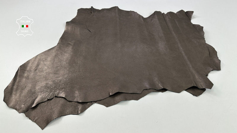 METALLIC SMOG ROUGH Thick Italian Goatskin leather hide 2 skins 9sqf 1.3mm C2583