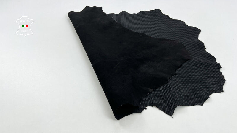 BLACK SUEDE PRINTED On Italian Goatskin Goat leather hide hides 5sqf 0.8mm #C882