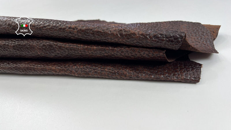 CHESTNUT BROWN ANTIQUED GRAINY Italian Goatskin leather hides 7+sqf 0.9mm #C1950