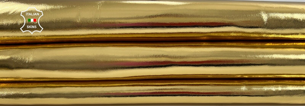 METALLIC PURE GOLD Italian Lambskin Sheep Lamb leather hides 8sqf 0.9mm #C1296