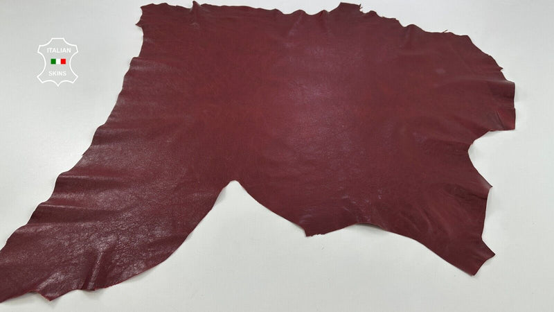 WINE RED BORDEAUX SHINY CRINKLE Soft Italian Lambskin leather 7+sqf 1.0mm #C2899