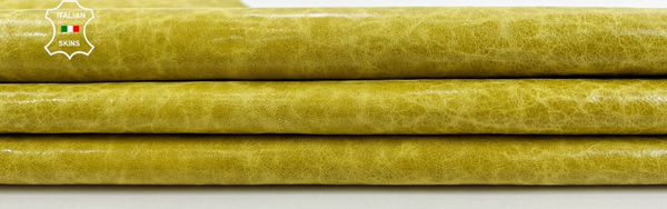 MUSTARD YELLOW CRINKLE VINTAGE LOOK Thin Soft Goatskin leather 6sqf 0.3mm C1656