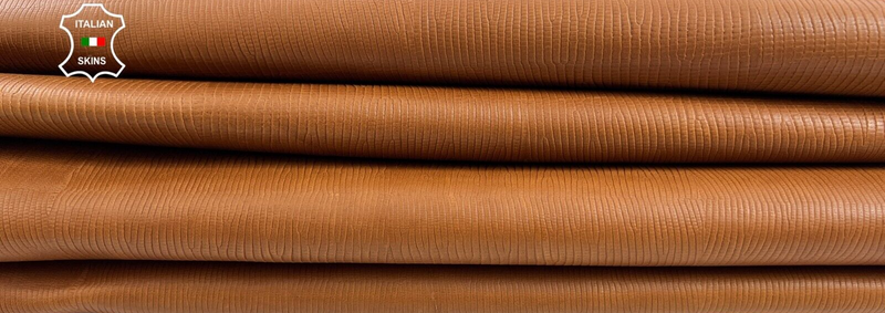 TAN BROWN TEJUS TEXTURED EMBOSSED ON Goatskin leather 4 skins 24sqf 1.2mm #C1949