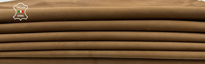 SAND BROWN NUBUCK Thick Italian Goatskin leather hides 6 skins 28sqf 1.1mm C3036