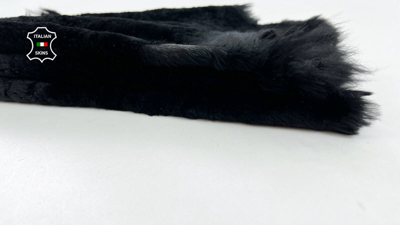 BLACK SHORT HAIR ON Soft Italian sheepskin Shearling Leather fur 16"x34" #C1027