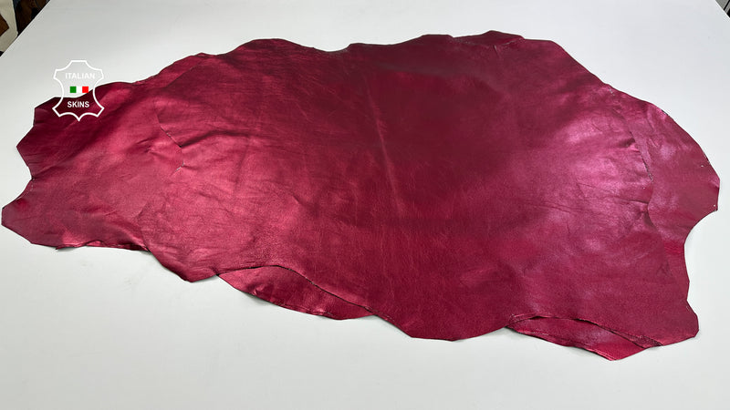 METALLIC WINE RED stretch backed Genuine Italian Lambskin leather skins