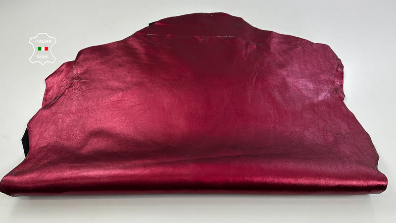 METALLIC WINE RED stretch backed Genuine Italian Lambskin leather skins