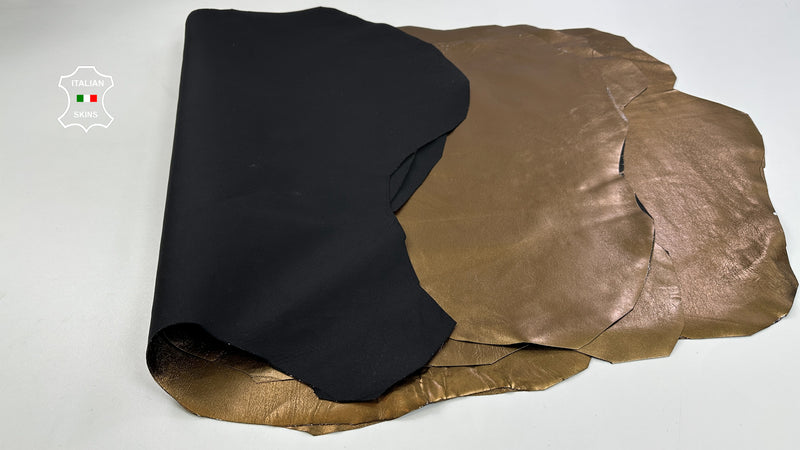 METALLIC BRONZE stretch backed Genuine Italian Lambskin leather skins