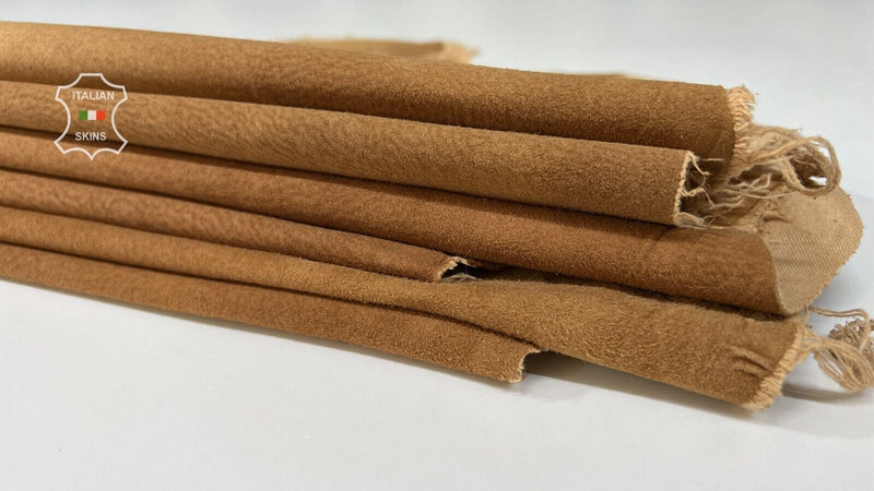 TAN BROWN NUBUCK WASHED VINTAGE Stretch Lamb leather 6 skins 30sqf 1.0mm #B7166