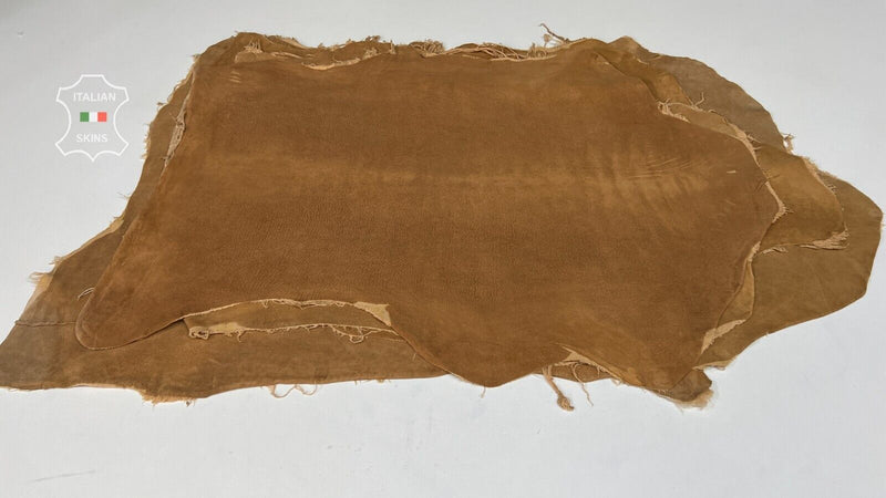 TAN BROWN NUBUCK WASHED VINTAGE Stretch Lamb leather 6 skins 30sqf 1.0mm #B7166