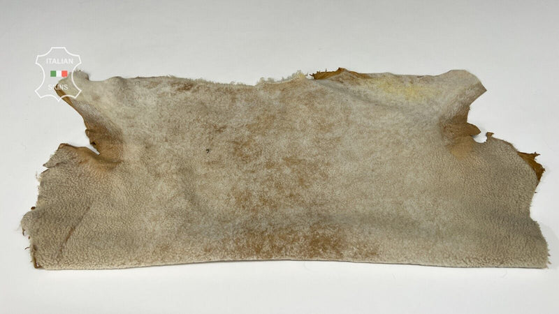 IVORY DISTRESSED SAND sheepskin shearling fur Short hair leather 23"X24" #B7241