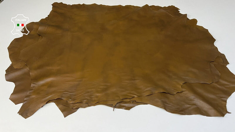 LIGHT OLIVE BROWN DISTRESSED Thin Soft Lamb leather 4 skins 30sqf 0.5mm #B9124