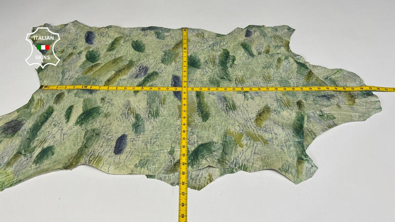 GREEN DISTRESSED Italian Lambskin Lamb leather hides  2 skins 12sqf 0.9mm #B6855