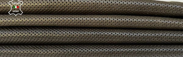 OLIVE PINHOLES PERFORATED VEGETABLE TAN Lamb leather 2 skins 10sqf 0.9mm #B8910