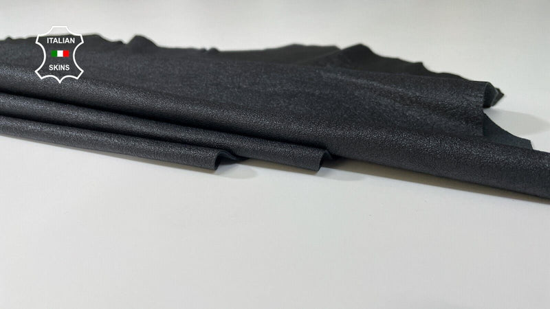 BLACK ROUGH SHINY Soft Italian Lambskin leather skins hides 5sqf 0.8mm #B2692