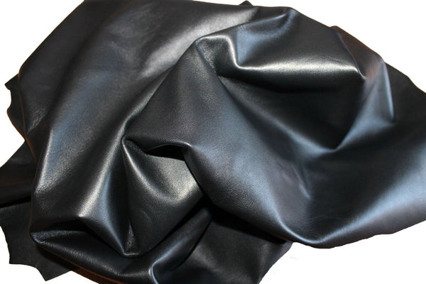 Italian hides Lambskin soft Leather hide skin 3 skins JET BLACK 18sqf