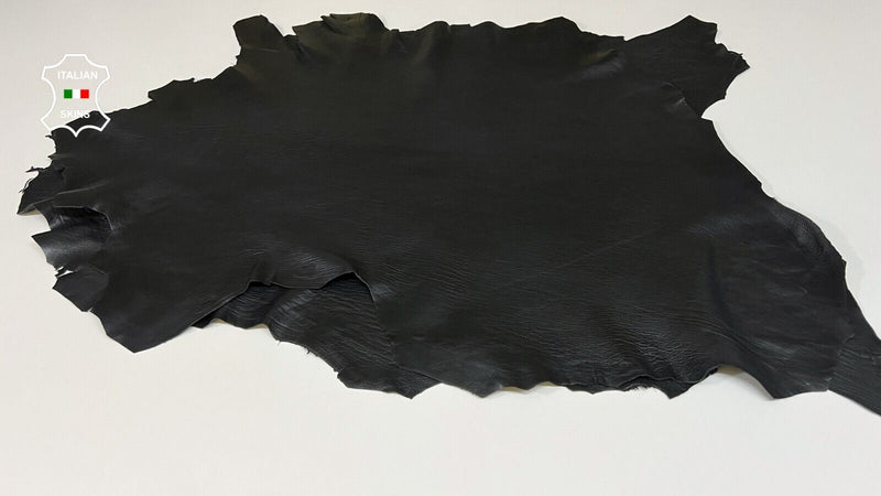 NATURAL GRAINY BLACK Thick Soft Lambskin leather hide 2 skins 12+sqf 1.2mm B8885