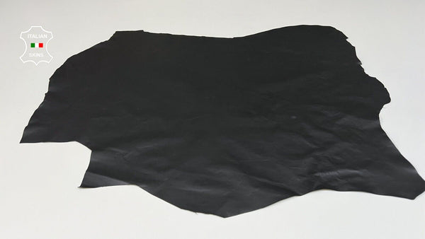 CHARCOAL BLACK COATED CRINKLE Italian Lambskin leather hides 5sqf 0.9mm #B8883