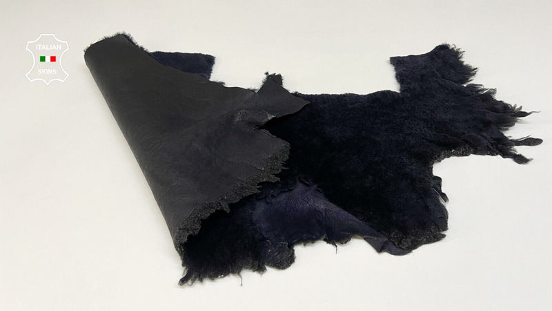 DARK BLUE Soft Hair On sheepskin Lamb shearling fur leather hides 13"X26" #B8696