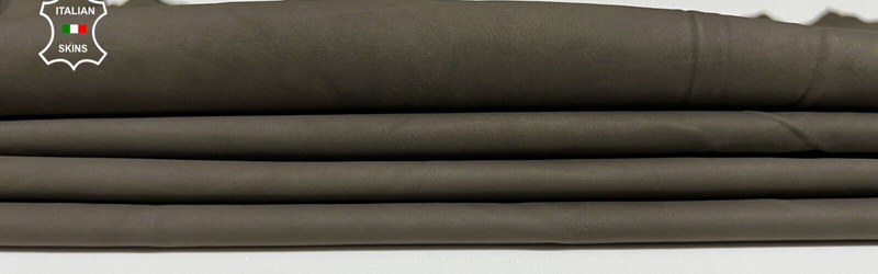 NATURAL DARK OLIVE BROWN VEGETABLE TAN Thin Soft Lamb leather 6+sqf 0.5mm B8592