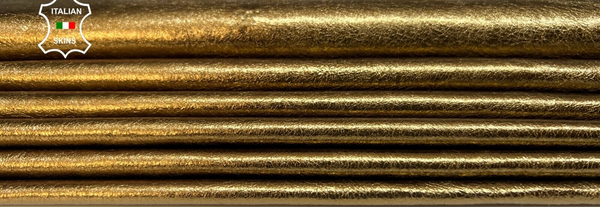 METALLIC BRASS BRONZE CRINKLED Soft Lambskin leather 2 skins 12sqf 0.4mm #B5234