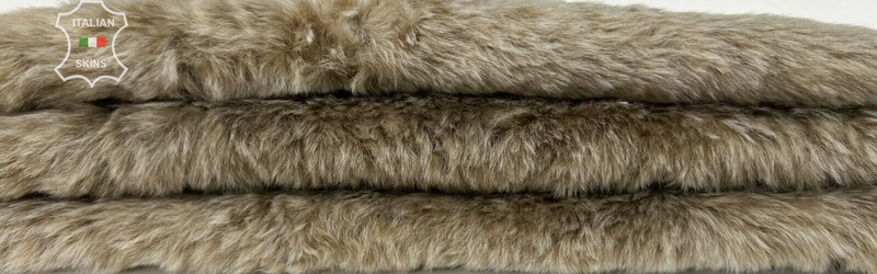 KHAKI DISTRESSED Short HAIR On sheepskin shearling fur leather 18"X22" #B7247