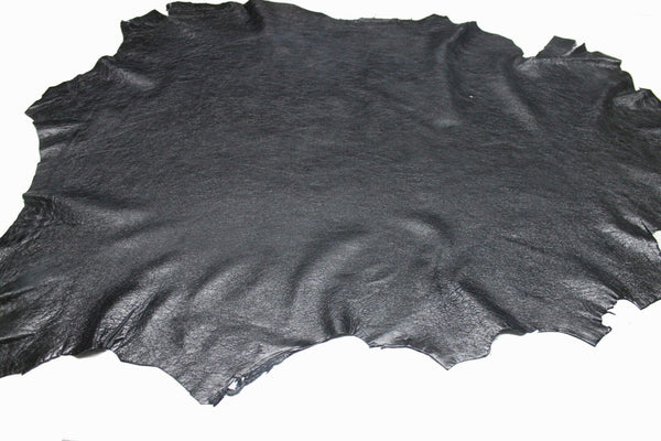 Italian Lambskin leather skin skins CRINKLE SHINY BLUEWISH DARK GREY 7sqf #A577