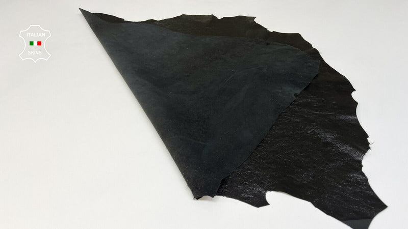 BLACK SHINY CRINKLE PATENT Soft Italian Lambskin leather hides 5+sqf 0.7mm B8560