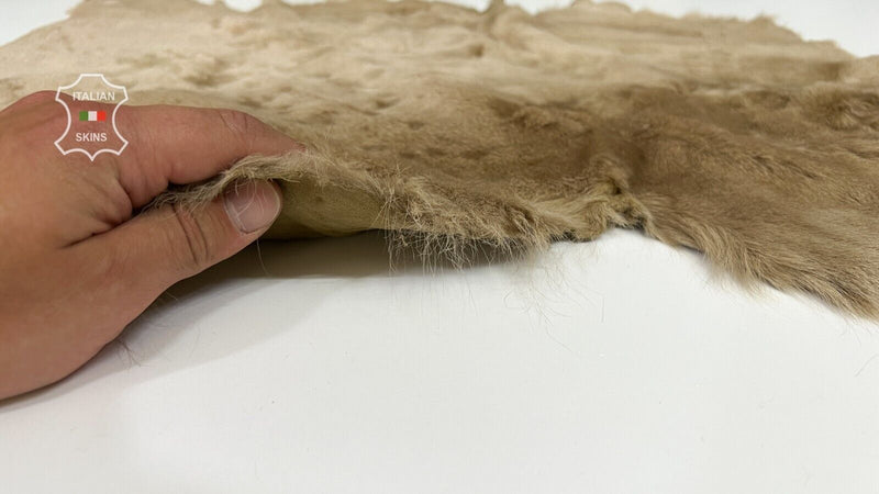 BEIGE DISTRESSED sheepskin shearling fur hairy sheep leather skin 16"X22" #B7239