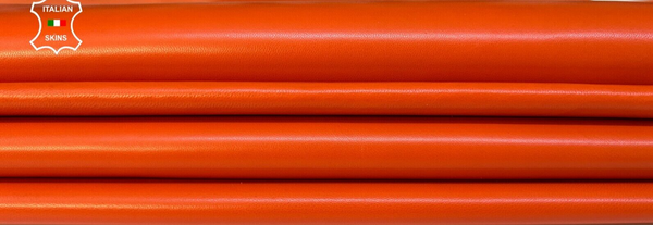 ORANGE SEMI GLOSS Soft Italian Lambskin leather hides 6 skins 30sqf 0.7mm #B9331