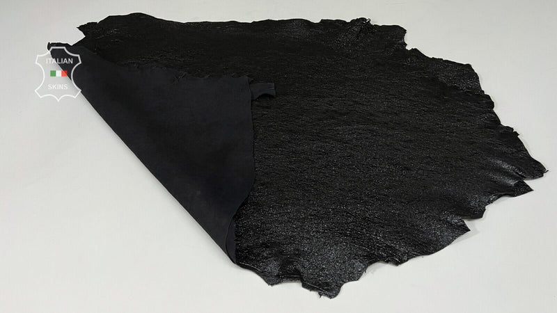 WASHED BLACK SHIMMER CRISPY Soft Lambskin leather 2 skins 10sqf 0.9mm #B7255