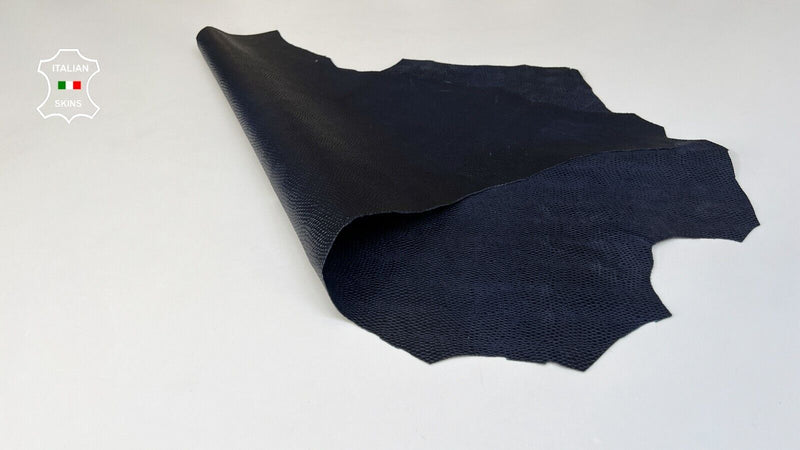 DARK BLUE REPTILE TEXTURED PRINT On Italian Goatskin leather 4sqf 0.8mm #B8924