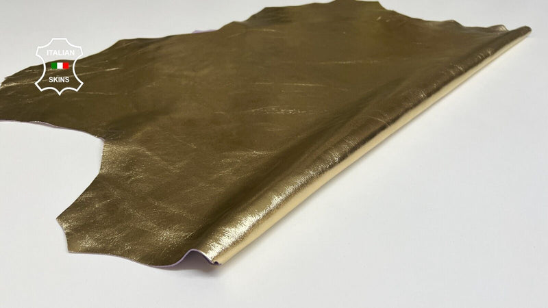 METALLIC OLD GOLD Soft Italian Lambskin Sheep leather hides 6sqf 0.8mm #B5177